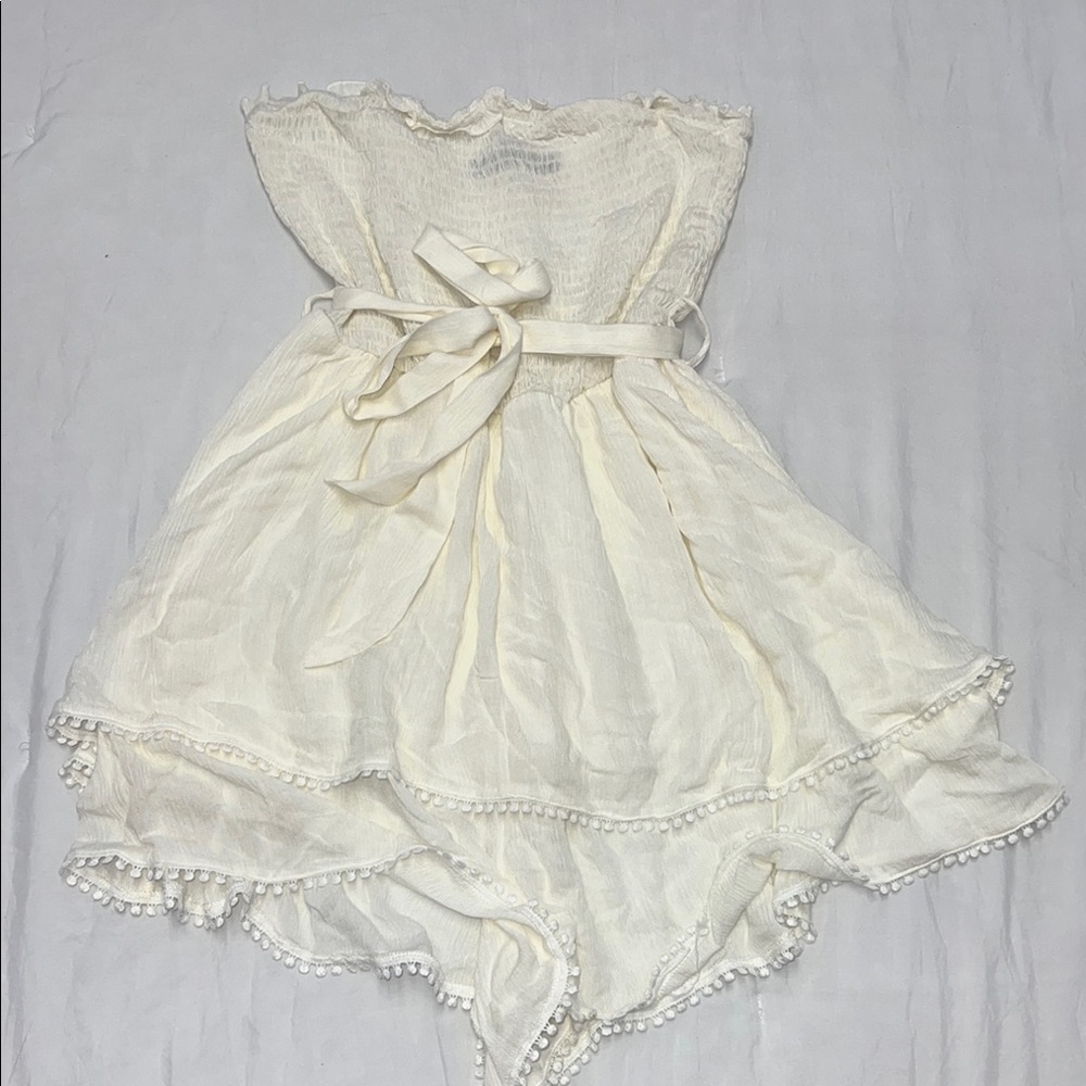 Elegant Cream Strapless Dress